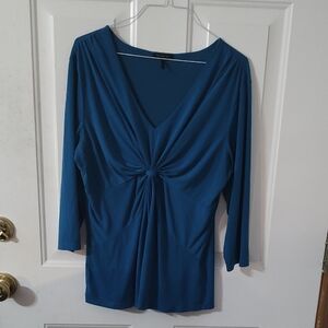 Daisy Fuentes Teal V-Neck Blouse
